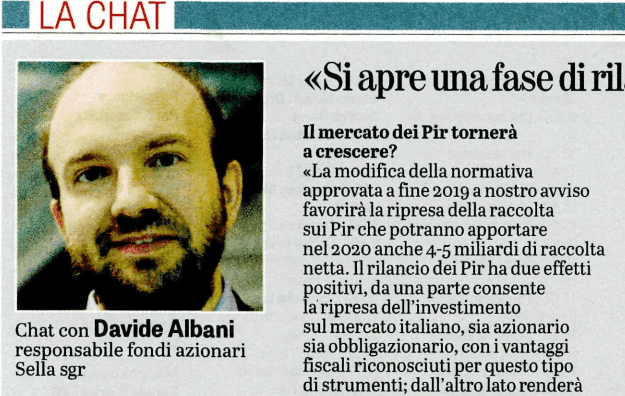 Si apre una fase di rilancio per i PIR